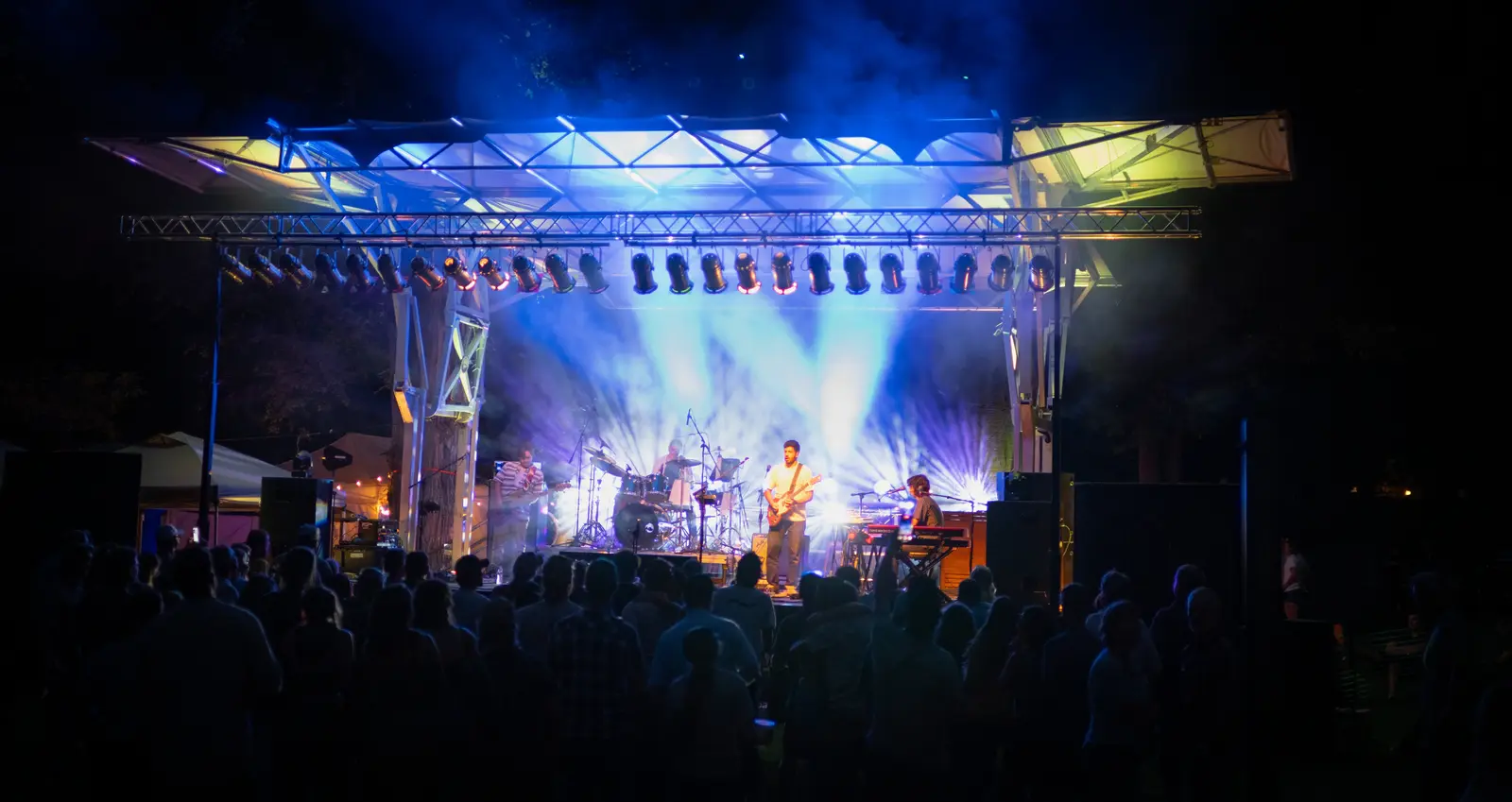 The Rendezvous stage lit up at night